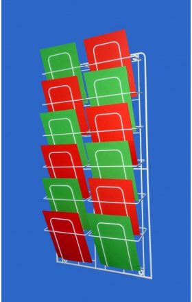 Wanddisplay aus Draht mit 12 vertikalen Fächern DIN A4
