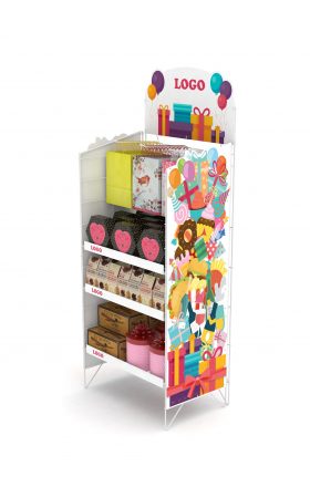 Foto - Company Display combi with shelves and hooks, foldable, graphics according to customer requirements